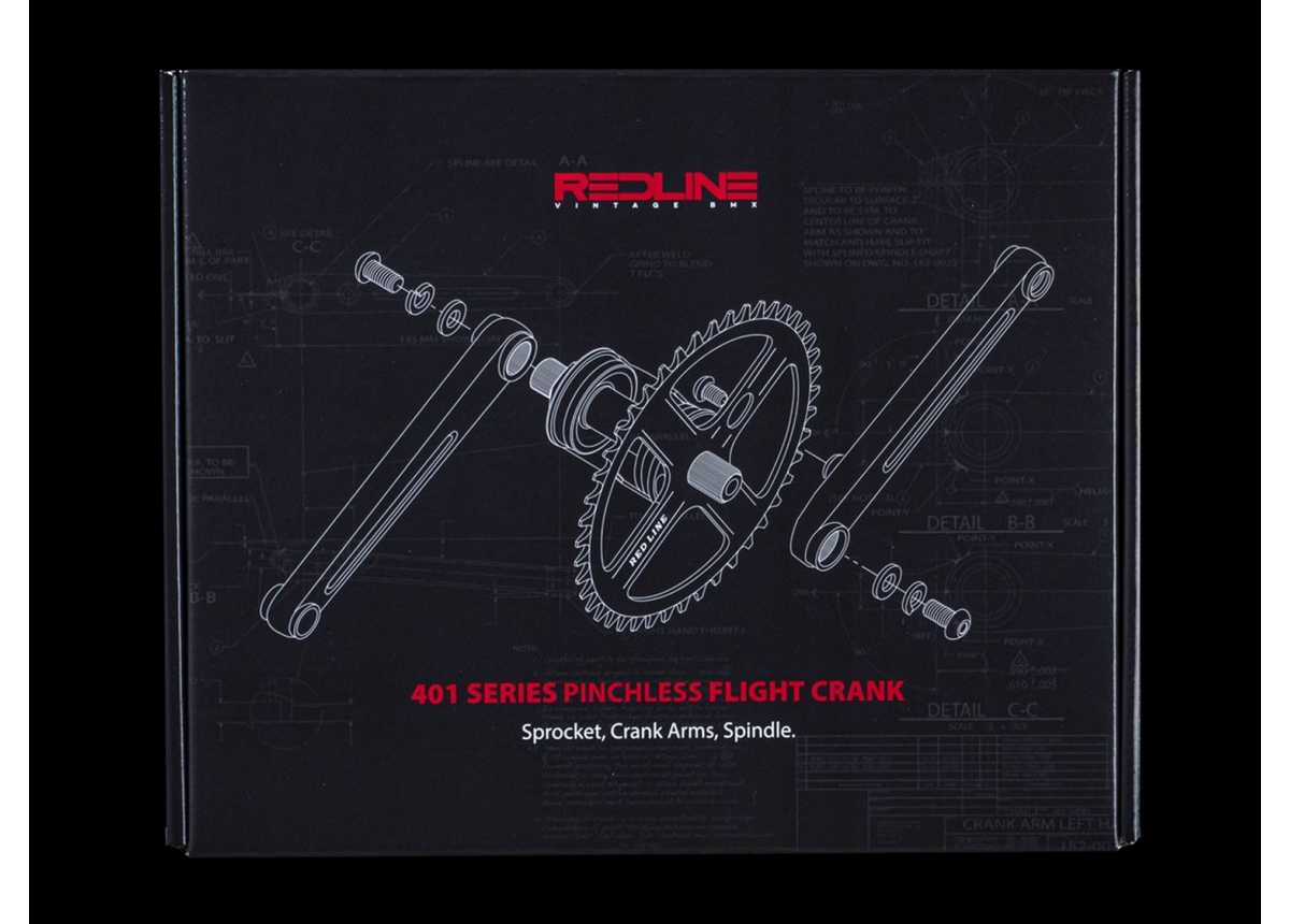 Redline Crank Set-vintage-flight 401 PINCHLESS-180MM-CH 180 MM SP:19 MM