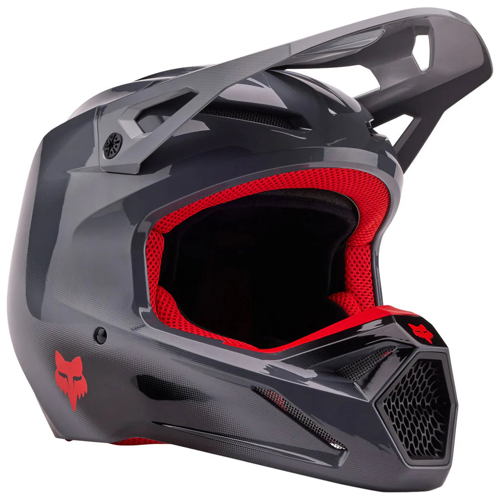 Fox V1 Interfere Helmet Greyed /XS Mens XS Grey Red
