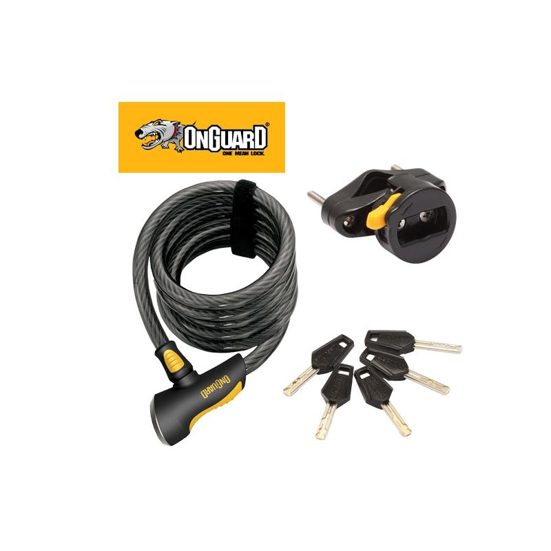 On Guard Cable Coil Lock Doberman Key 185CM X 12MM