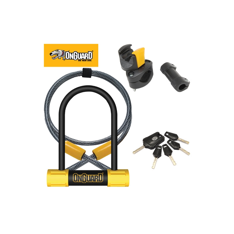 On Guard Bulldog Mini DT U-lock Key 9CM X 14CM With Cable 120CM X 10MM