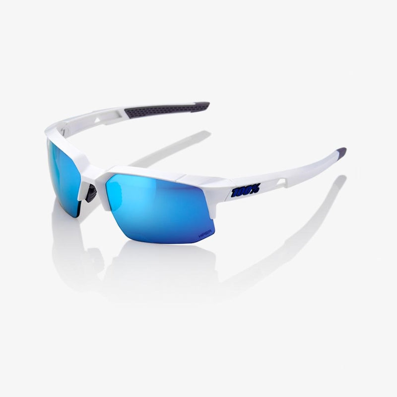 100% Speedcoupe - Matte White - Hiper Blue Multilayer Mirror Lens