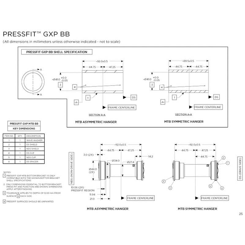 Sram Pressfit BB92 MTB Gxp Ceramic Adaptor MTB N 89.5 -92MM