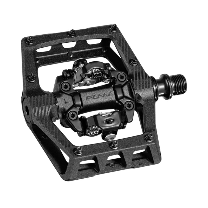 Funn Pedal - Ripper V2 - Float Engagement SPD Compatible Clipless Pedals - Double Sided - Black