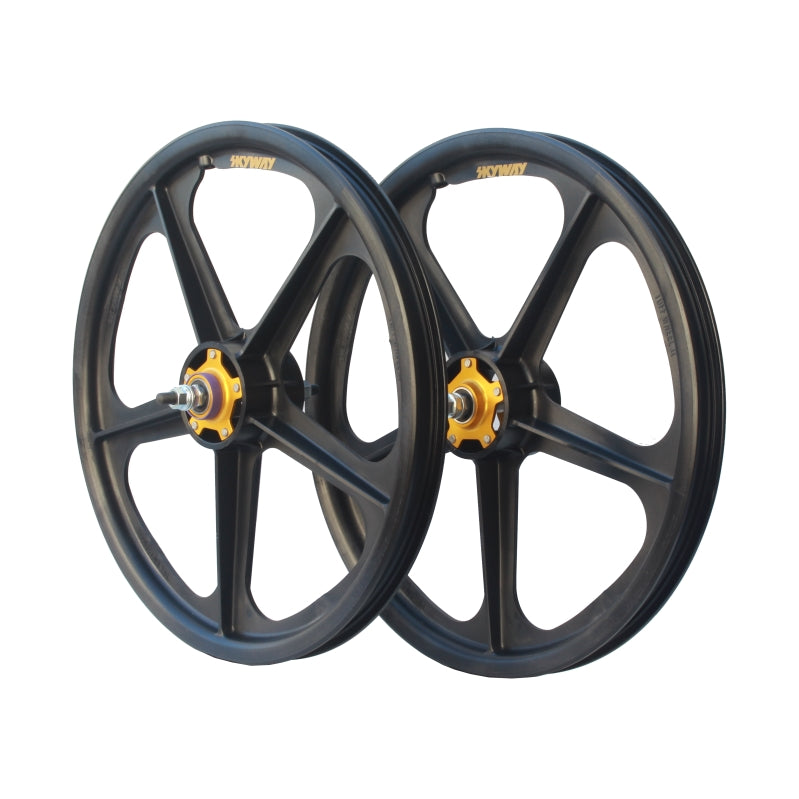 Skyway Tuff 5 Spoke Gold Rivet 20 Wheelset Graphite