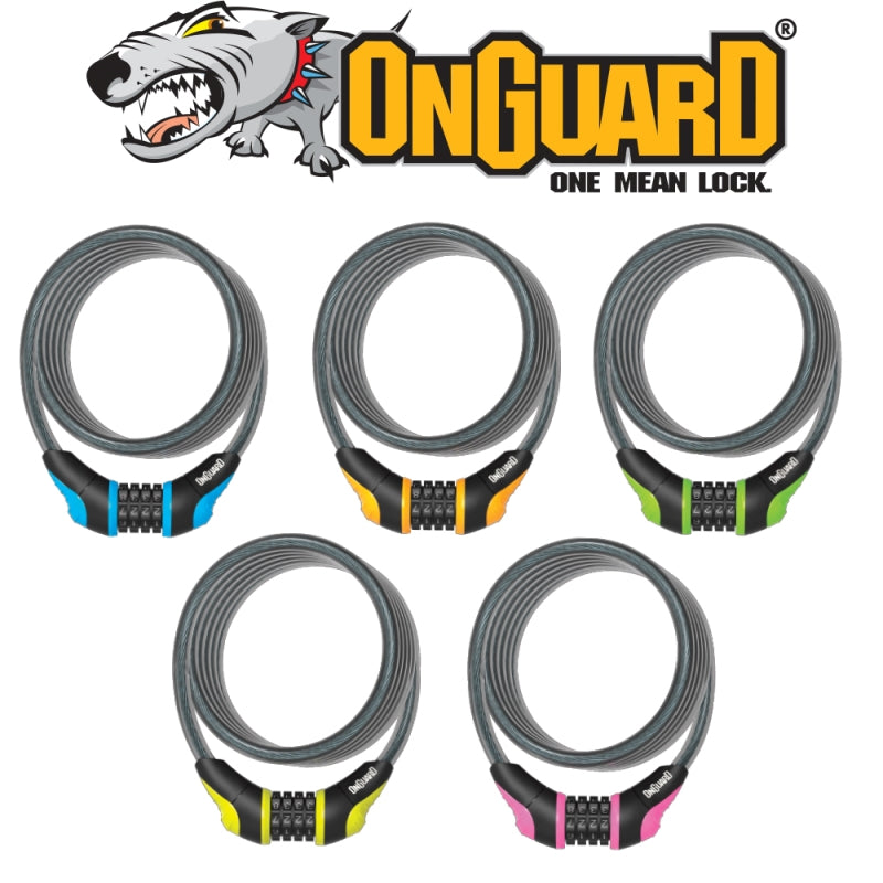 On Guard Cable Coil Lock Neon Combo 120CM X 8MM