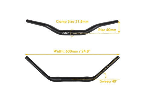 Satori Handlebar - 31.8MM Dia 680MM Wide 40MM Rise 40 Deg Sweep Satori Noirette Seagull Matt Black