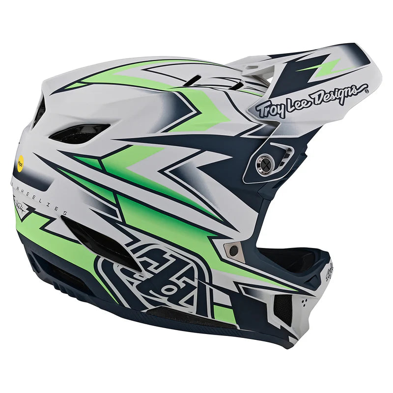 Troy Lee Tld D4 As Composite Helmet Mips Volt White ** Paint Blemish ** Xlg / 2XL