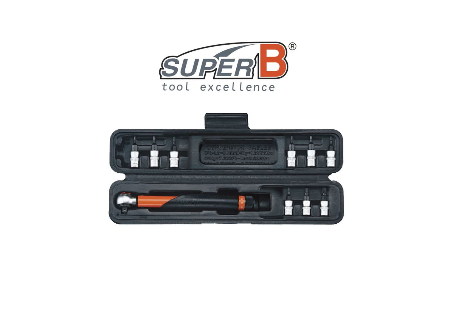 Super B Superb Cone Torque Wrench Set 3-15NM 1/4INCH Drive 9 Bits