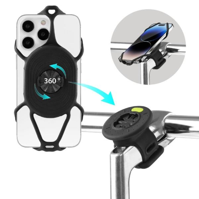 Bone Head Bone Bike Tie Connect Kit 2 - For Stem Garmin Mount - Fits Smartphone 4.7 - 7.2 Inch - Black